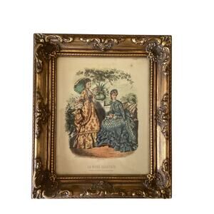 La Mode Illustree Jacob Paris Vintage Art Print in Decorative Gold Frame 13 X 11